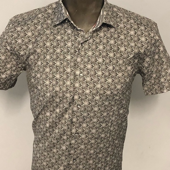 Mizumi shirt button front grey specks modern fit - Picture 2 of 3